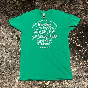 Christmas Gildan Teal Graphic T-Shirt with Isaiah 9:6 Design